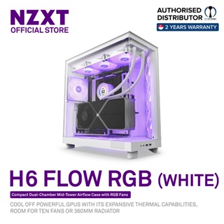 NZXT H5 Elite Matte Black, White Premium Compact Mesh Mid-Tower Case  Includes 2x F140 RGB Fans + 1x F120Q non RGB Fans, Includes RGB + Fan  Controller