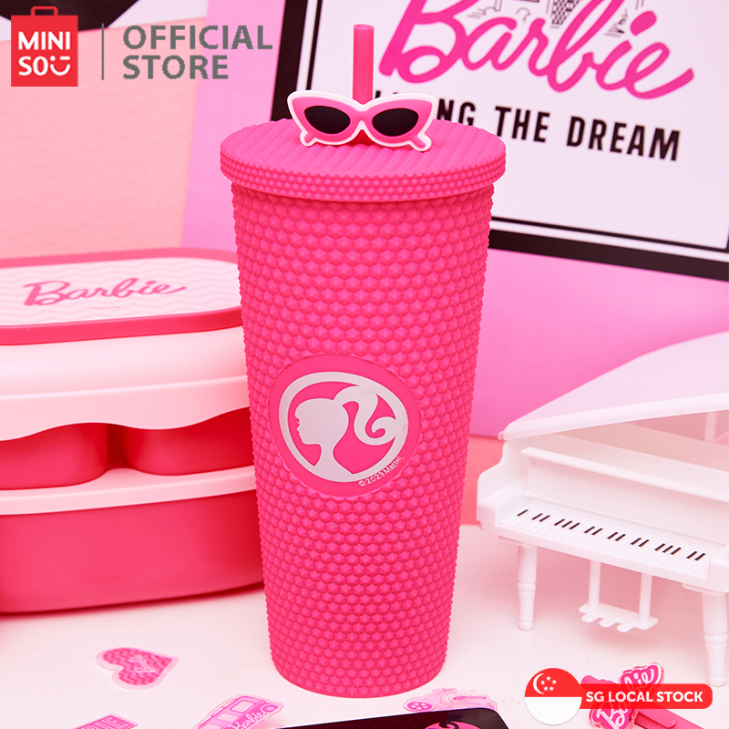 MINISO Barbie Collection Studded Tumbler with Straw (700mL) Shopee