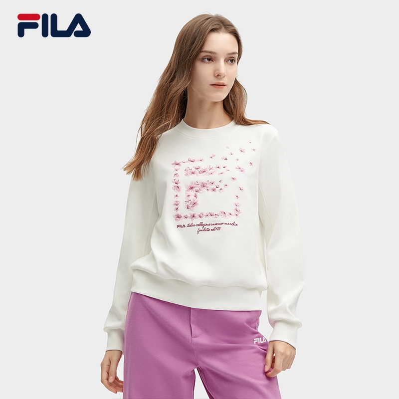 FILA CORE WHITE LINE HERITAGE Women s Pullover Sweater in White Shopee Singapore