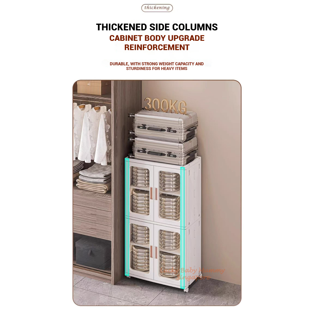 Stackable Multilayer Storage Cabinet with Wheels/Foldable Partitioned ...