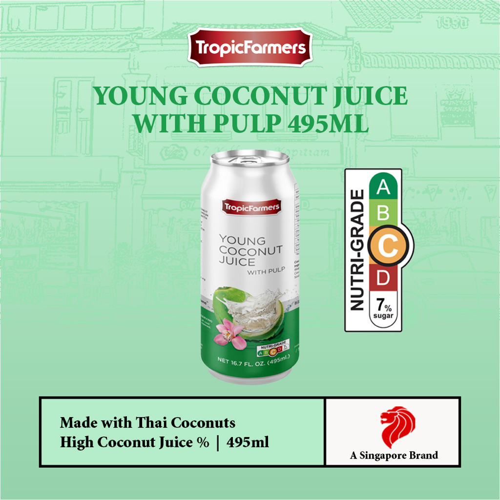 Tropic Farmers Young Coconut Juice With Pulp 495ml Shopee Singapore