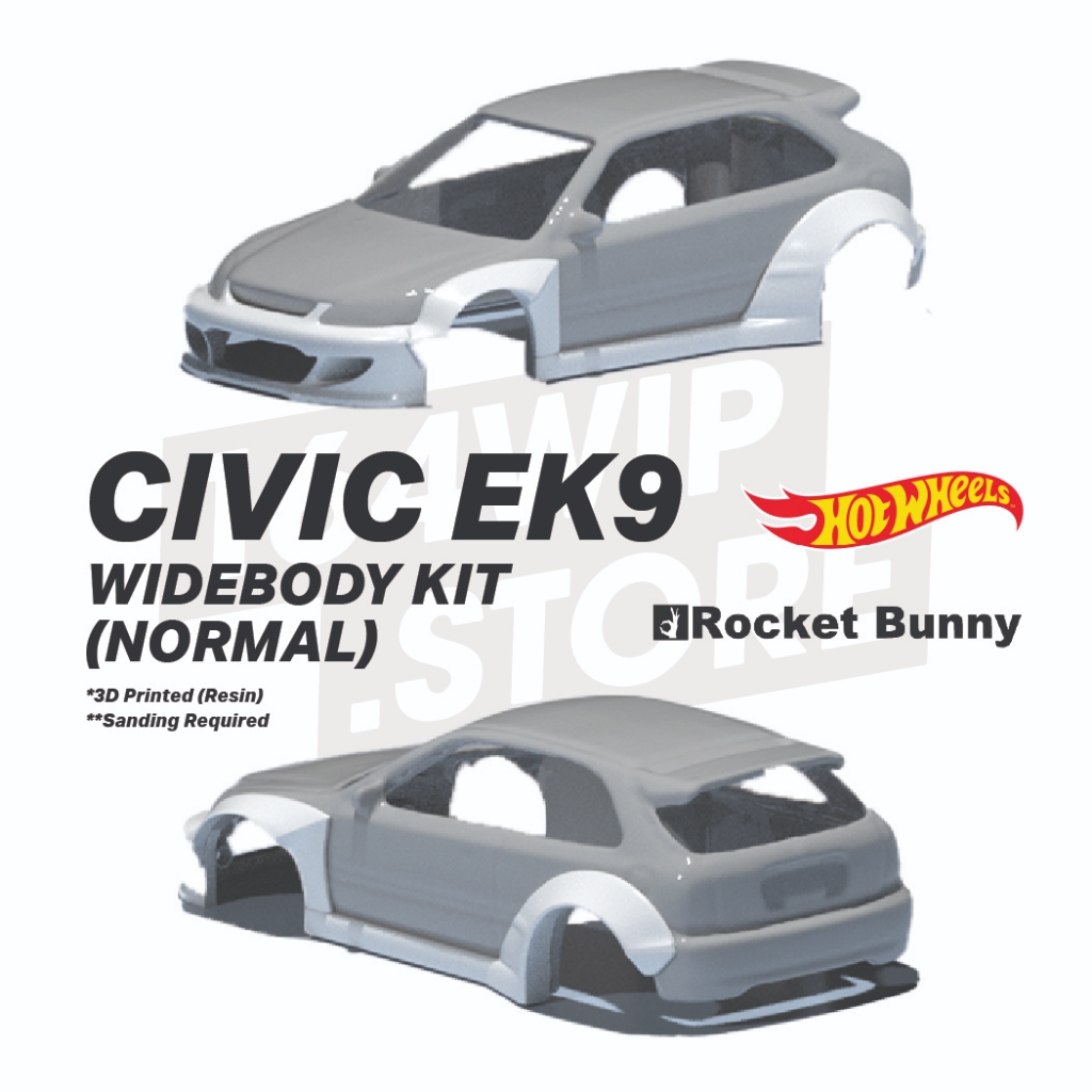 1 64 Hotwheels Custom 3d Printed Widebody Bodykit Honda Civic Ek9