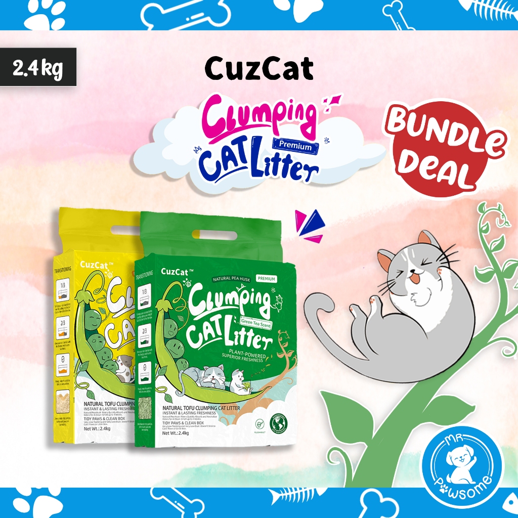 [Bundle Deal] CuzCat Pea Husk Flushable Clumping Cat Litter 2.4kg
