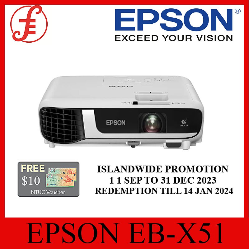 Epson EBX51 3LCD XGA, 3,800 Lumens, 300 Inch Display, HDMI, Home & Office Projector Shopee