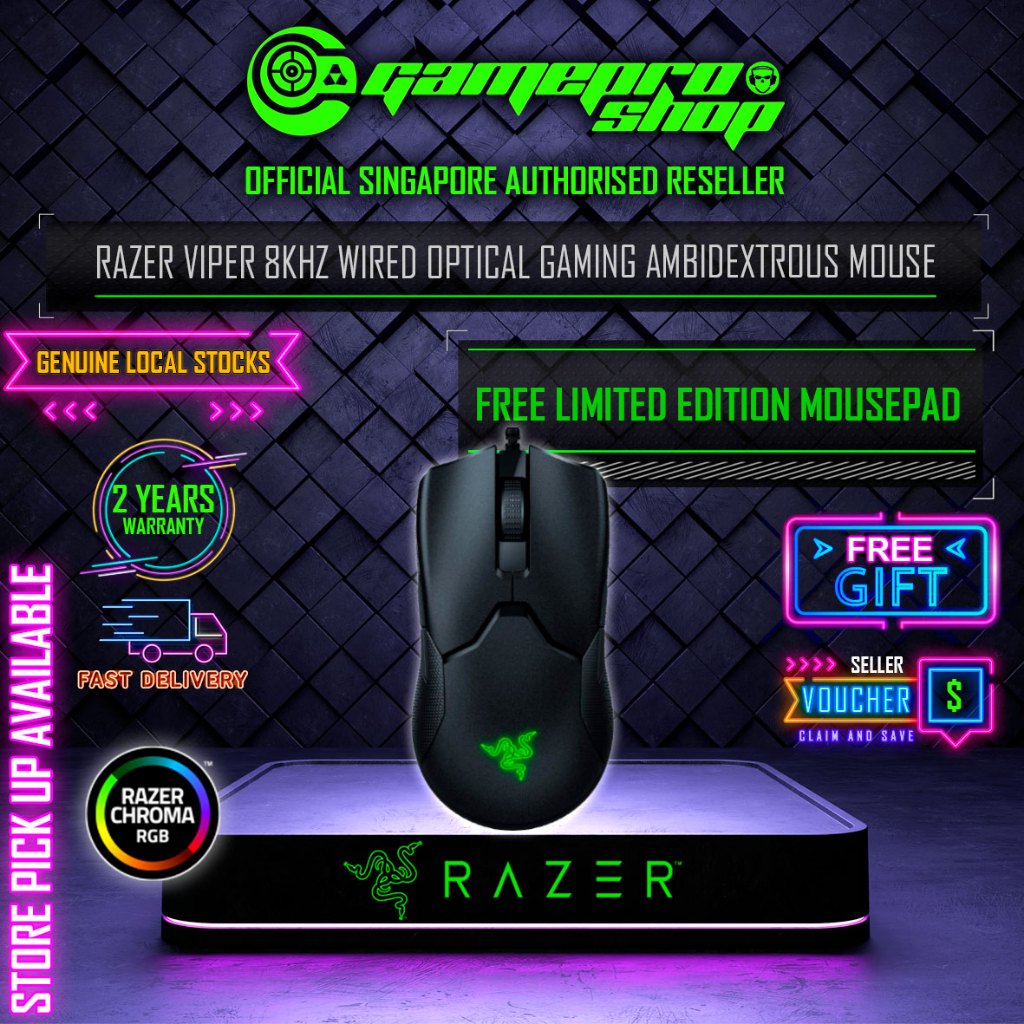 Razer Viper Ultralight Ambidextrous Wired Gaming Mouse: Fastest Mouse  Switch in Gaming - 16,000 DPI Optical Sensor - Chroma RGB Lighting - 8