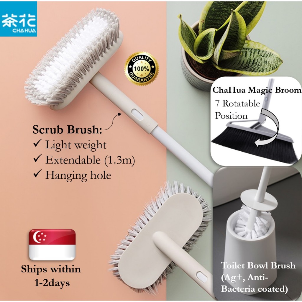 Floor Brush / Scrub Brush (Extendable), Toilet Bowl Brush, Toilet Brush, Rotatable Broom