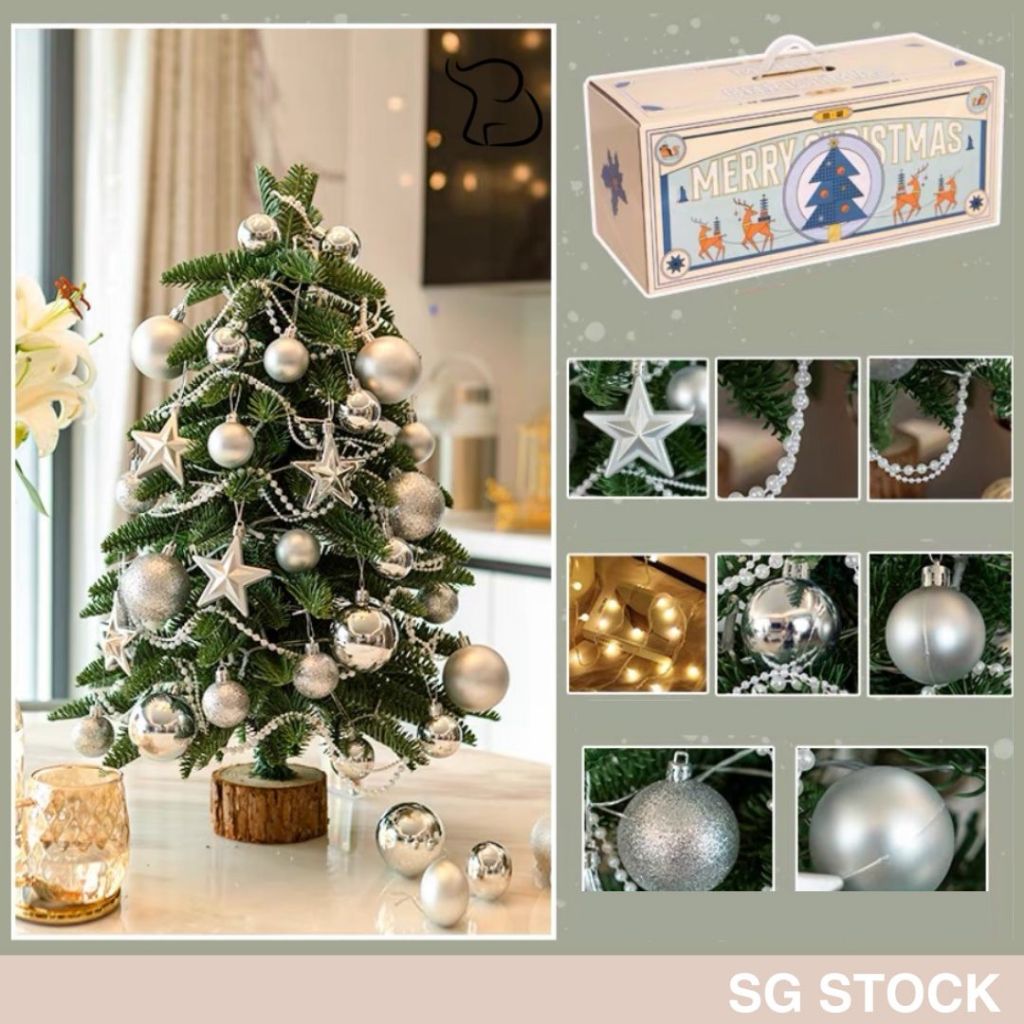 [SG STOCK] Good Quality Christmas Tree Set 45CM Real Wood Base Office