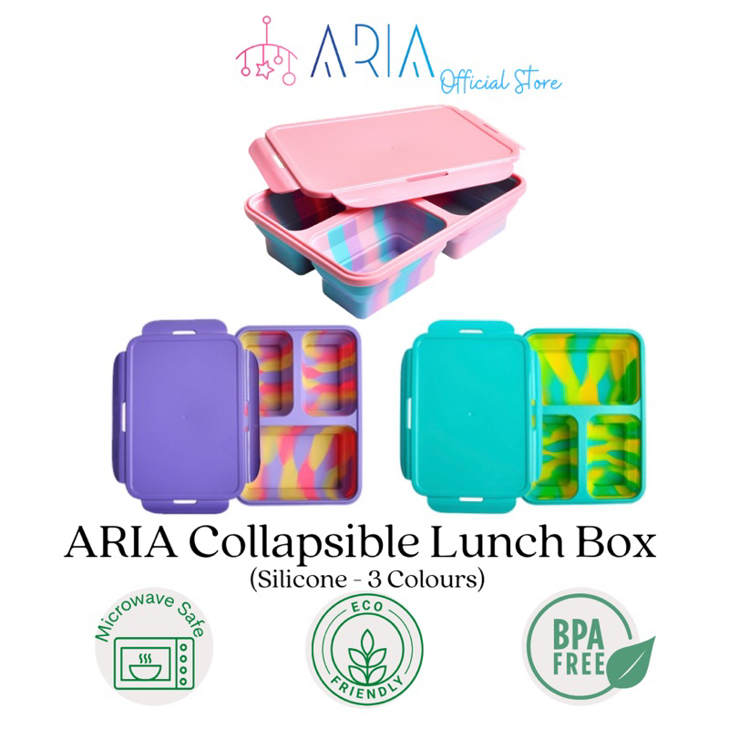 [ARIA] Collapsible Lunch Box | Bento Lunch Box Kids | Microwave Lunch