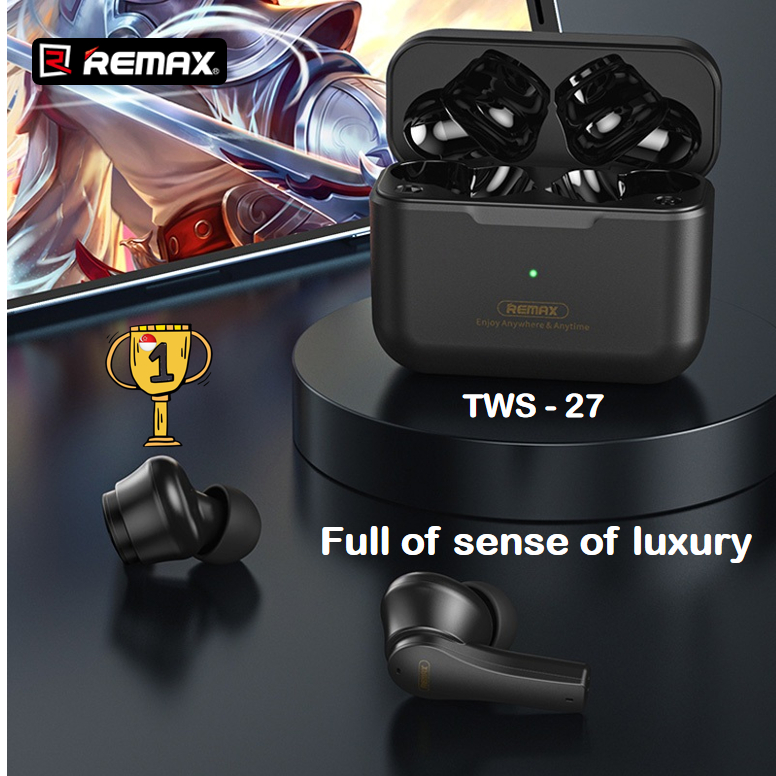 SG REMAX TWS 27 Bluetooth Earpiece True Wireless Stereo Earphone Earbuds Music Gaming Earbuds Noise Cancelling Earbuds