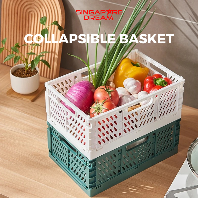 ZHJINGYU Crates for Storage,Plastic Baskets for Organizing,Collapsible Shopping Basket,Foldable Crate with Handles,Collapsible Storage crate,car