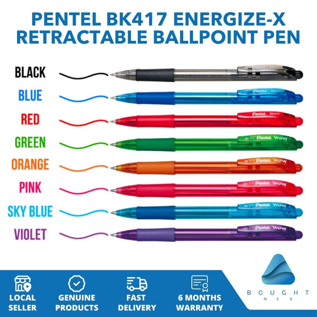 Pentel BK417 Energize-X Ballpoint Pen - Eco-Friendly, Smooth Writing ...