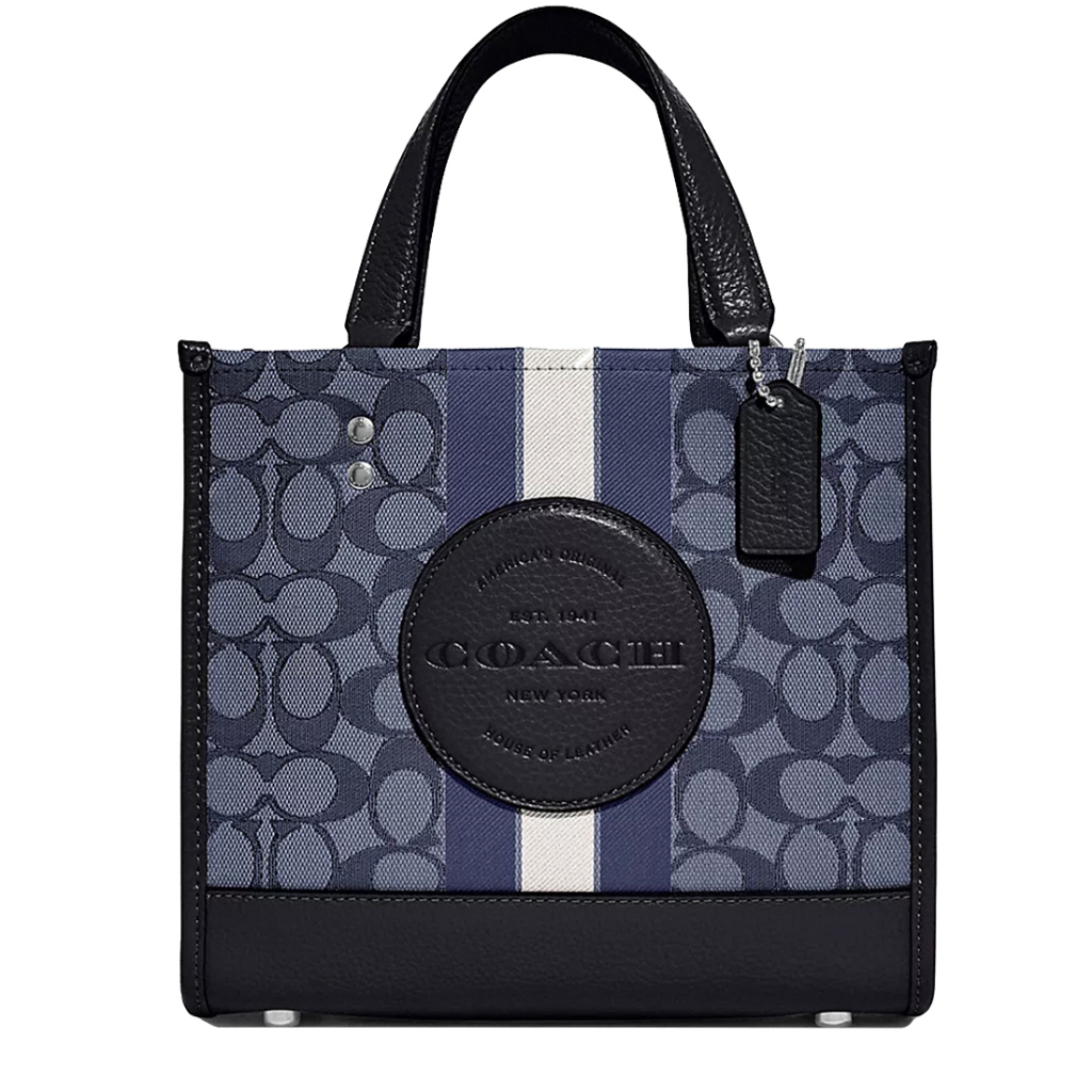 Coach Dempsey Tote Bag 22 In Signature Jacquard With Stripe and Coach