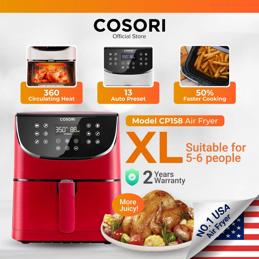 New Air Fryer 4.5L Capacity Home Use High Borosilicate Glass Liner  Transparent Visible Uncoated Oil Free No Need to Flip
