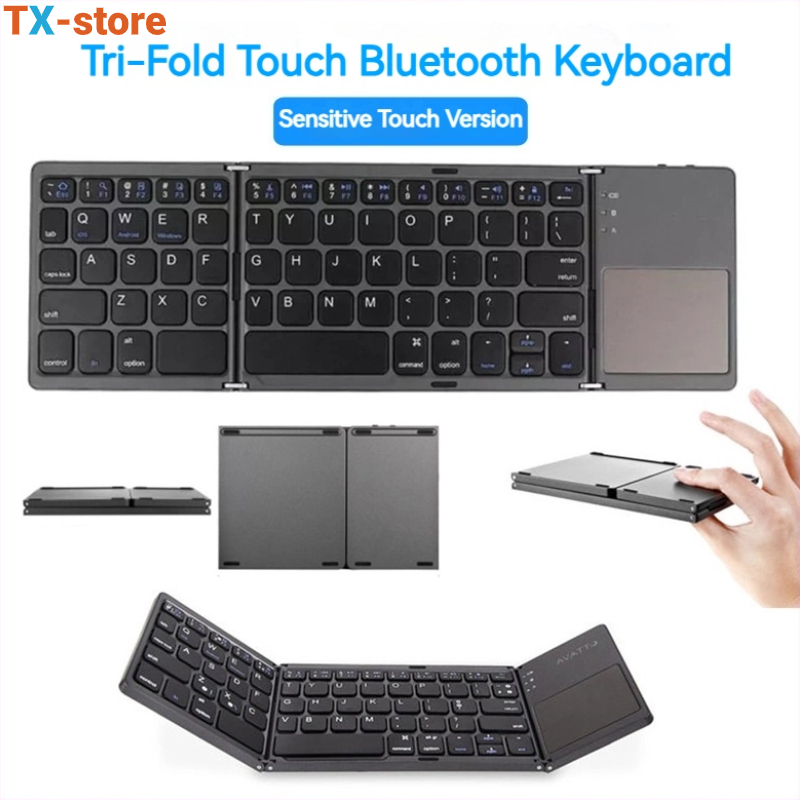 B033 Mini folding keyboard Bluetooth Foldable Wireless Keypad Touchpad ...