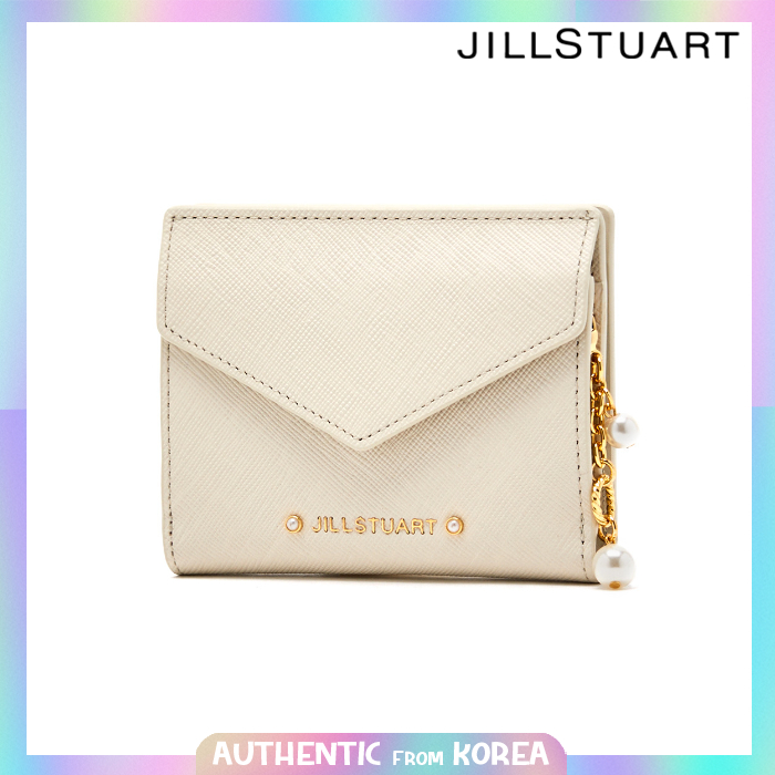 JILLSTUART WOMEN [Pearl Decorations] Ivory Leather bifold Slim