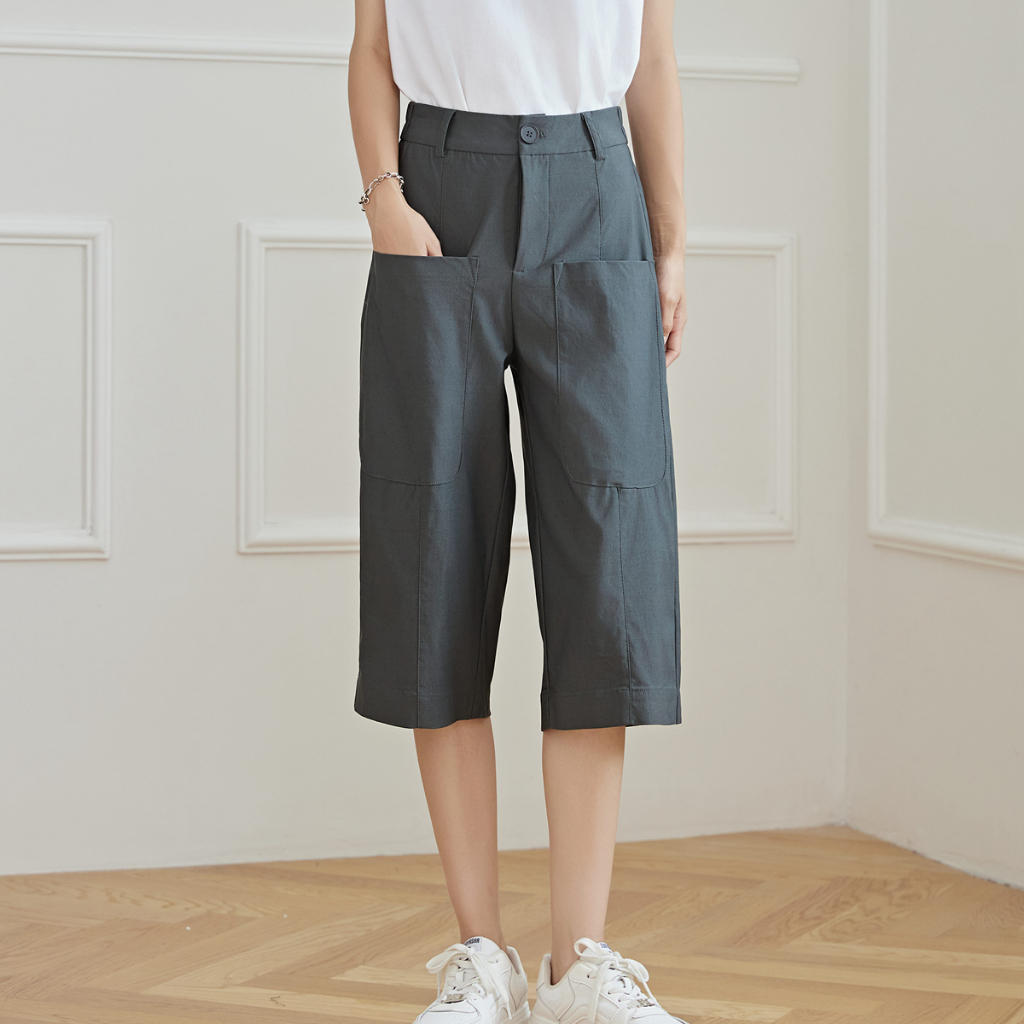 Eyouth 10148 women pants high waist 3/4 pants for woman | Shopee Singapore