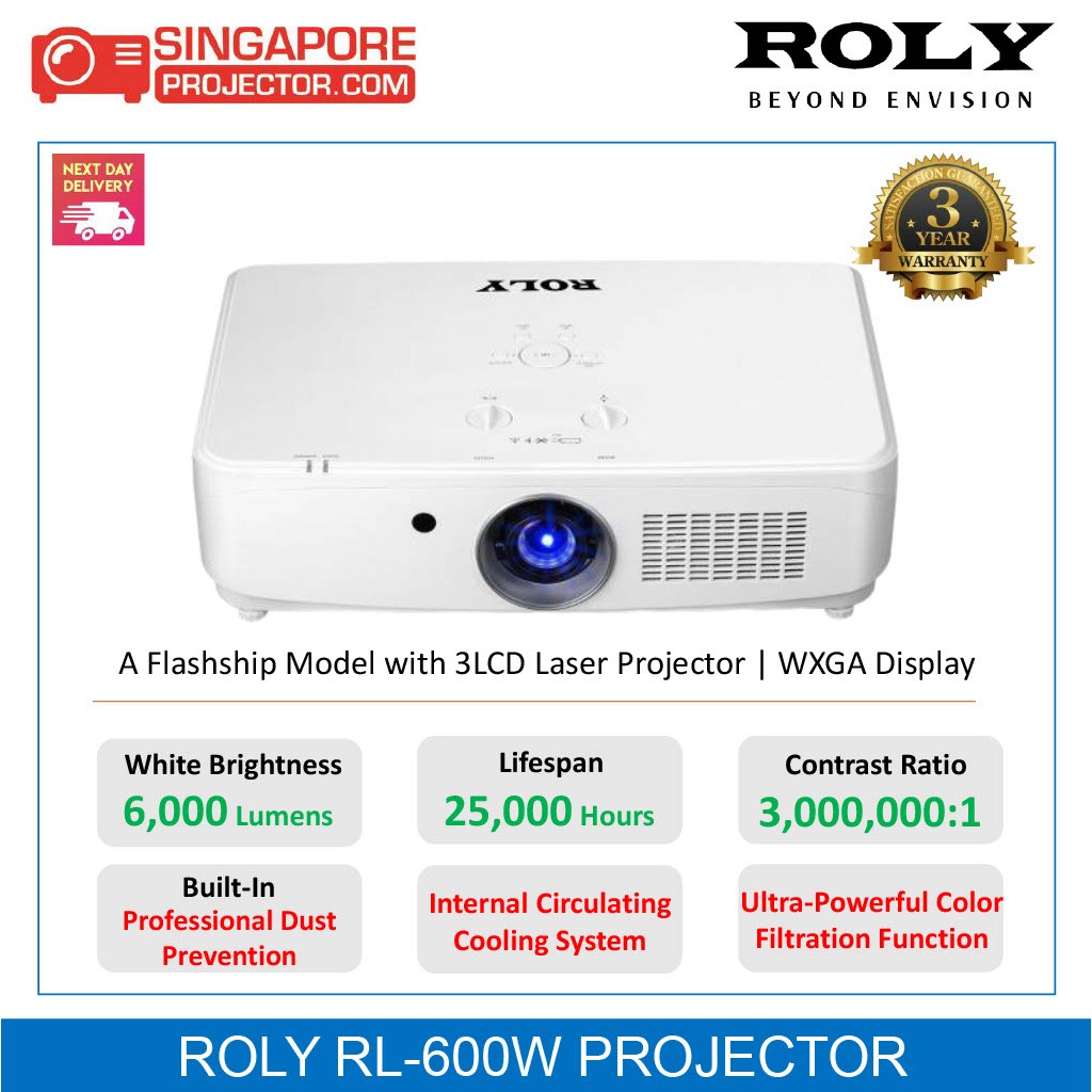 ROLY RL-600W WXGA 3-LCD Laser Projector | Shopee Singapore