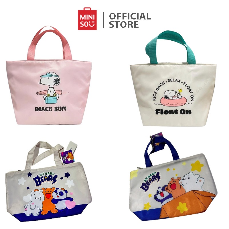 MINISO Snoopy Summer Travel Collection Trapezoid Lunch Bag (Light Pink ...