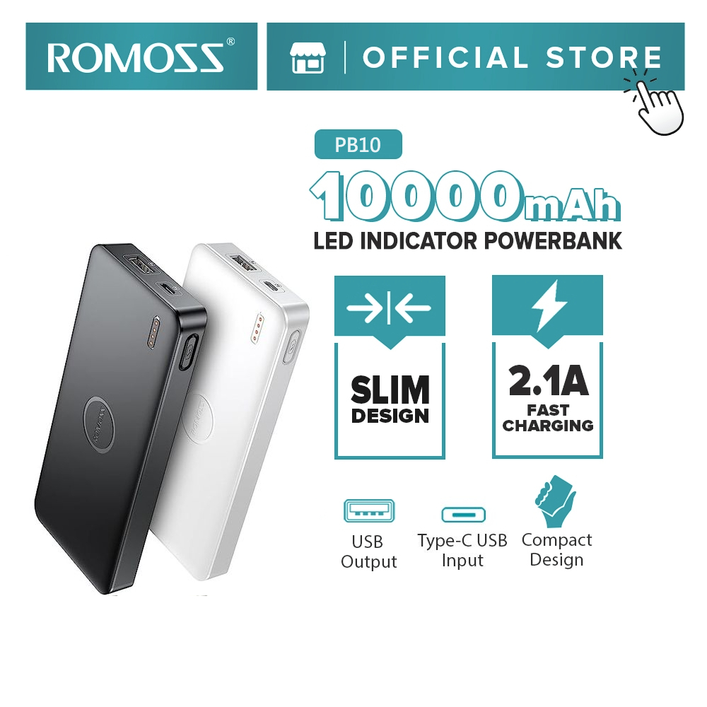 Romoss PB10 10000mAh 10.5W Input Type C and Output USB A Led Display
