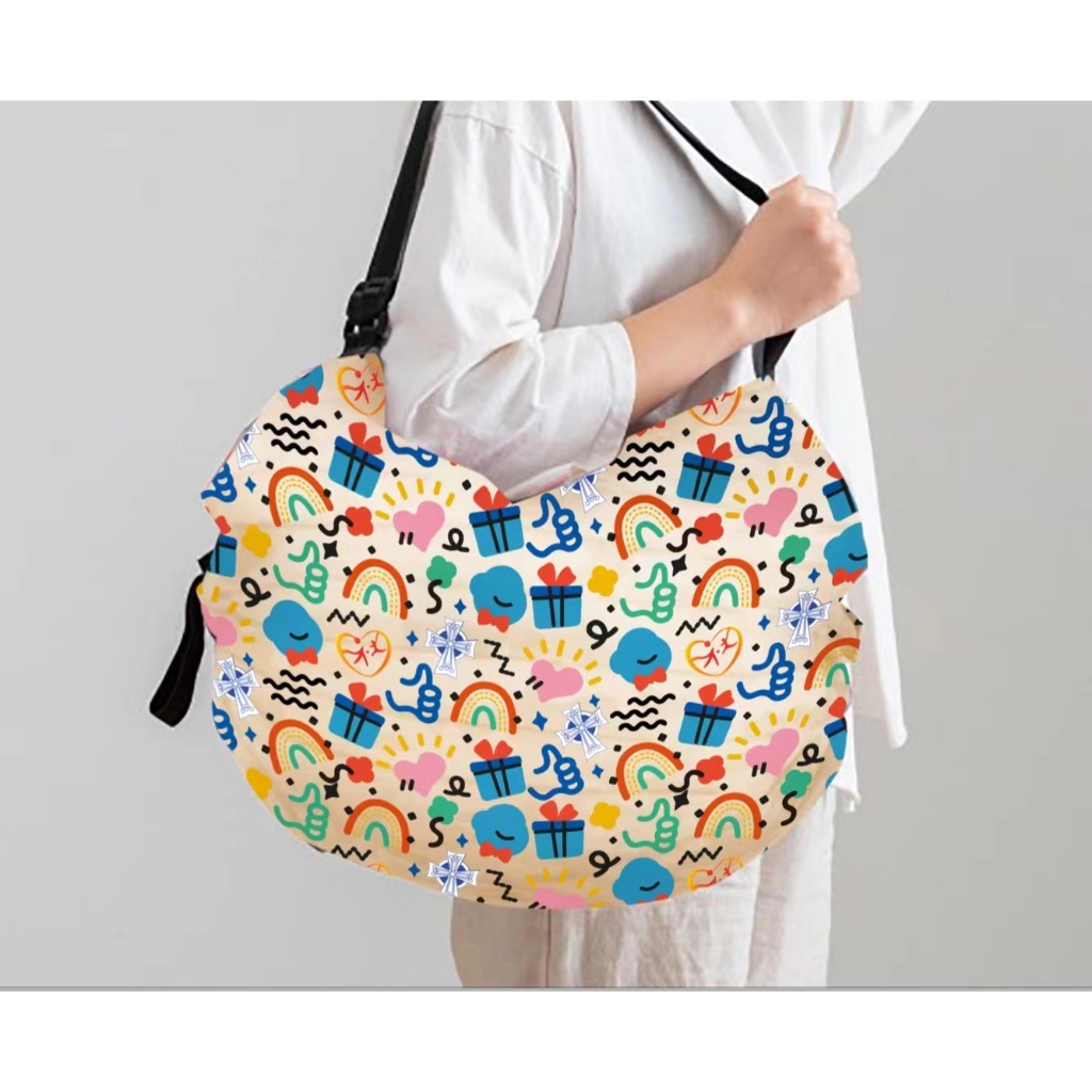 Eco Friendly Foldable Bag Reusable Grocery Super Market Bag with Strap Collapsible Shopping Bag with Zipper Shopee Singapore