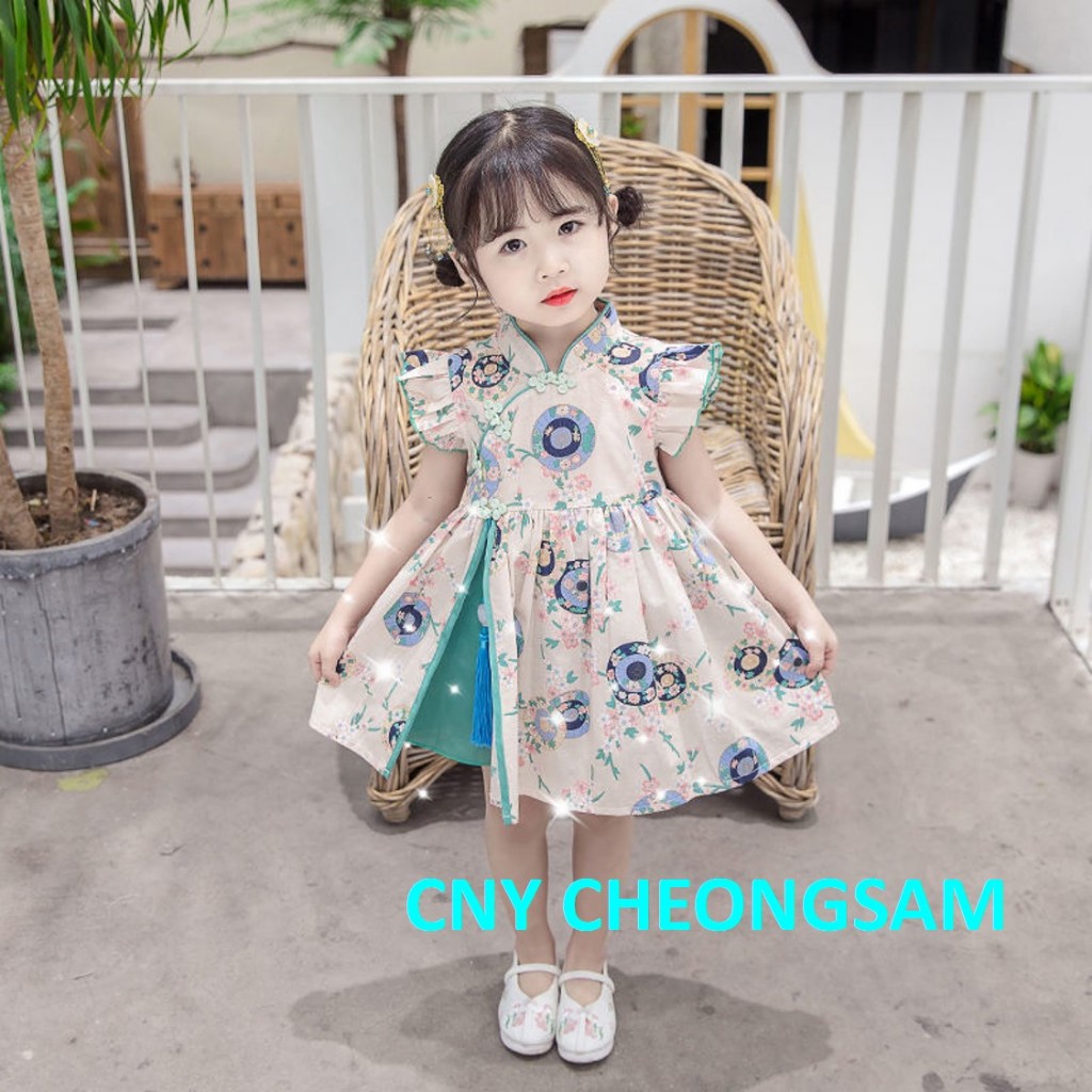 Ready Stock Carp Dragon Leap Girl Cheongsam Dress Baby Kids CNY Chinese New Year Outfit