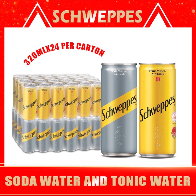 Schweppes Soda Water / Tonic Water 320ml x 24 per carton Halal Shopee