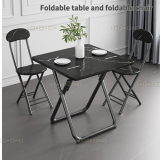 SG local stock foldable table folding table folding chair foldable chair foldable table and chair set marble design