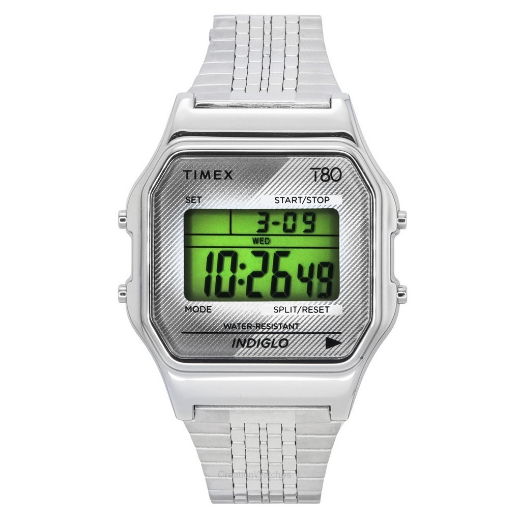 Orologio Timex Unisex T80 In Acciaio – Cassa 36 Mm Dorata, Quadrante Digitale, Cronografo, Luminescenza Indiglo - 2