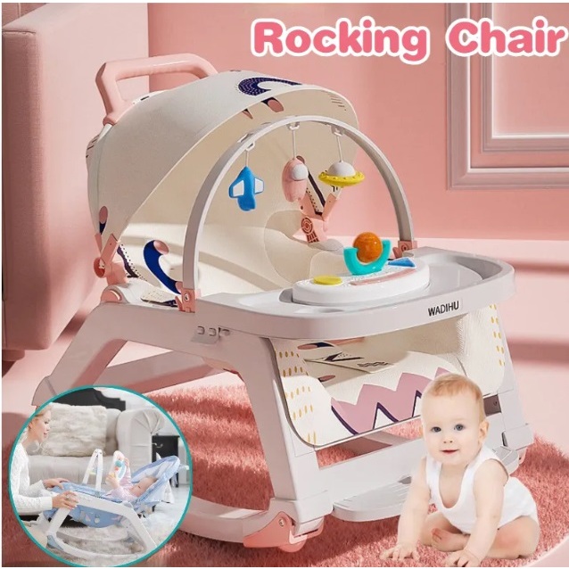 5 in 1 Multi-function Baby Rocking Chair Rocker Bouncer Music Booster ...