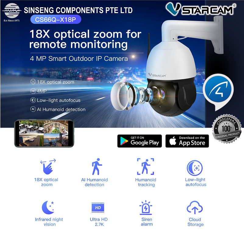 VStarcam CS66Q-X18P 360 Degree 4MP Smart IP Camera 18x ZOOM Full