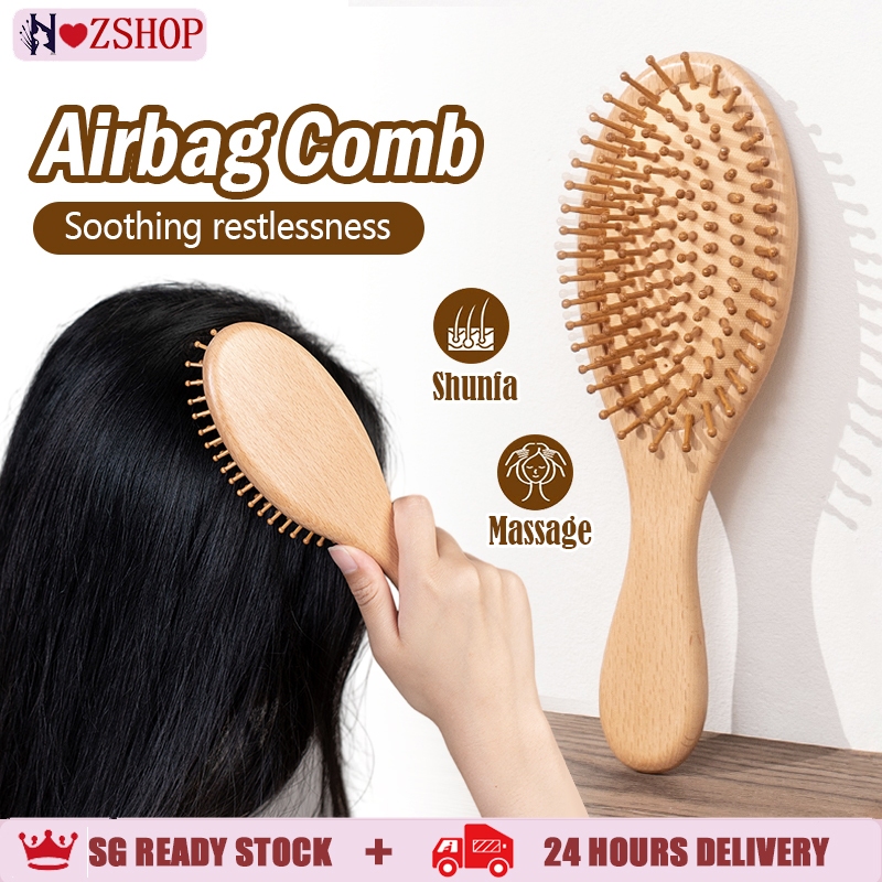 Natural Wooden Bamboo Hair Brush Improve Hair Growth Wood hairbrush ...
