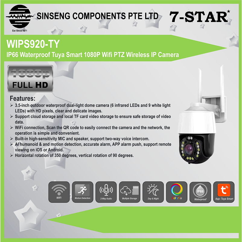 Tuya WiFi IP66 Waterproof 1080P Pan Tilt PTZ Wireless IP Camera CCTV ...