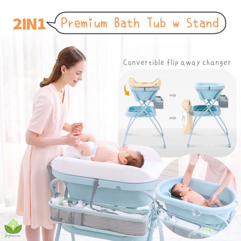 2in1 Premium Large Bath Tub w Stand Newborn Baby Bathing Diaper Changing Station Shopee Singapore