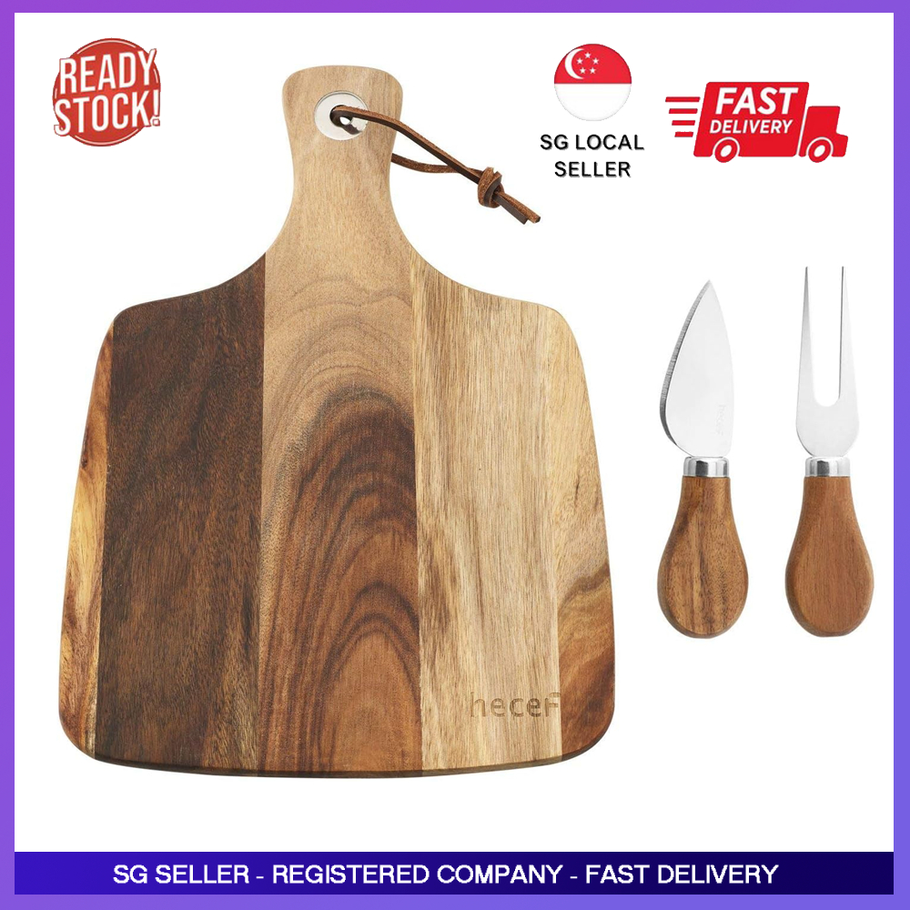 hecef Cheese Board Set of 3,a Acacia Wood Cheese Plate & a Cheese Knife ...