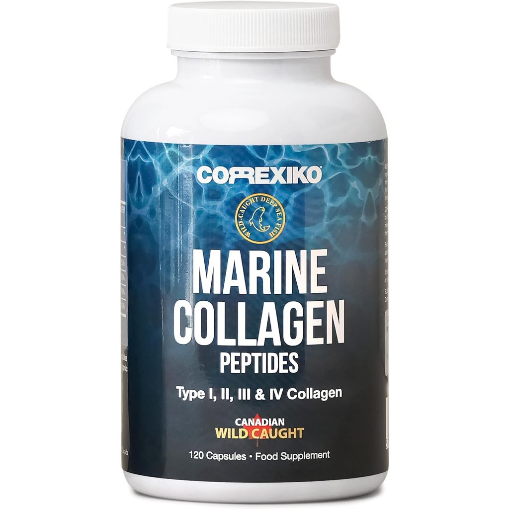 Marine Collagen Peptides 120 Capsules with Hyaluronic Acid Vital Collagen Proteins Vitamin C for