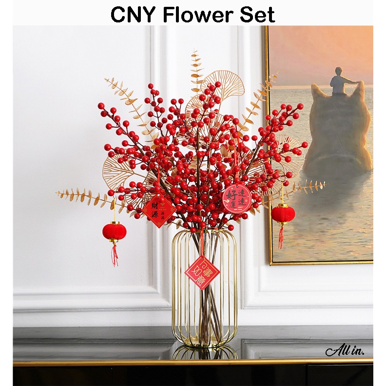 Chinese New Year Decorations Fortune Fruit Flower With Vase Set CNY ...