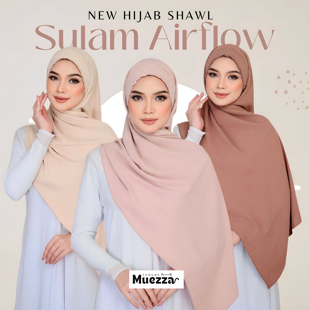 TUDUNG SHAWL SULAM AIRFLOW TIE-BACK IRONLESS OPAQUE SEMI-INSTANT