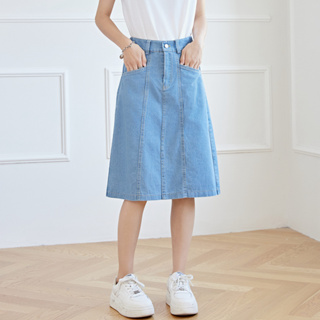 Pocket A-Line Midi Skirt