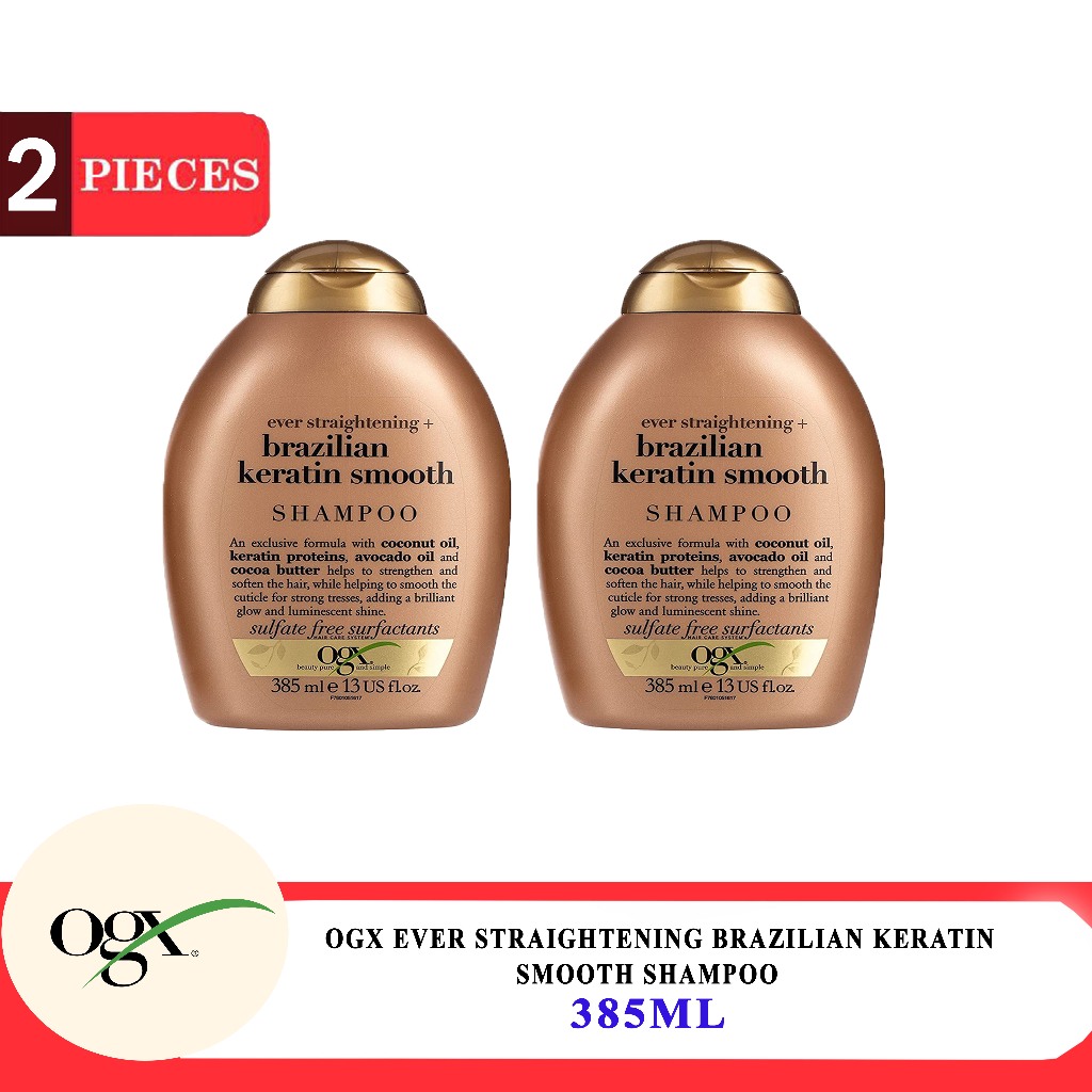OGX Ever Straightening Brazilian Keratin Smooth Shampoo 385ml | Shopee ...