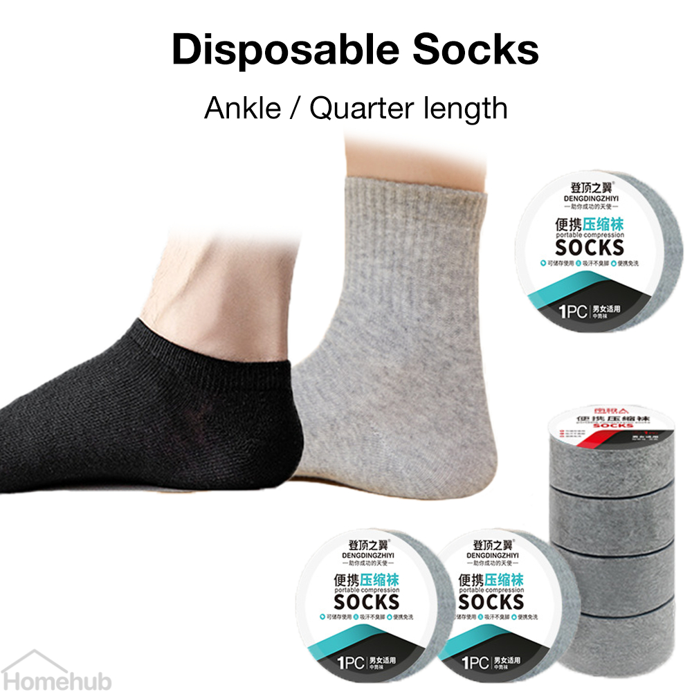 thumbnail image 2 of 10 Pairs Disposable Compressed Ankle Socks | Size 36-43, White, Unisex, Individually Packed 2 of 10