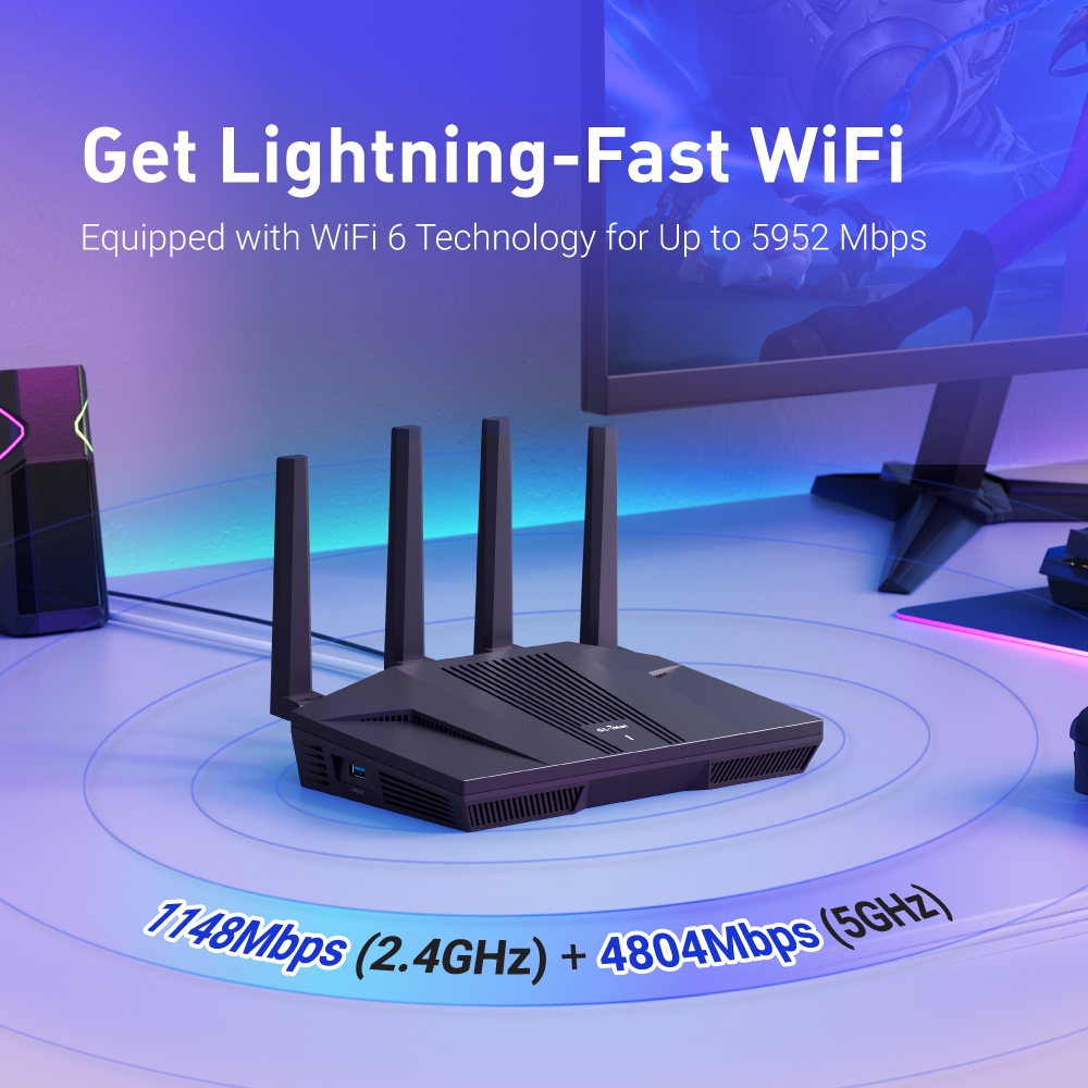 Gl.Inet Gl-MT6000(Flint 2) Wifi 6 Router | Gaming Wifi Router | 2