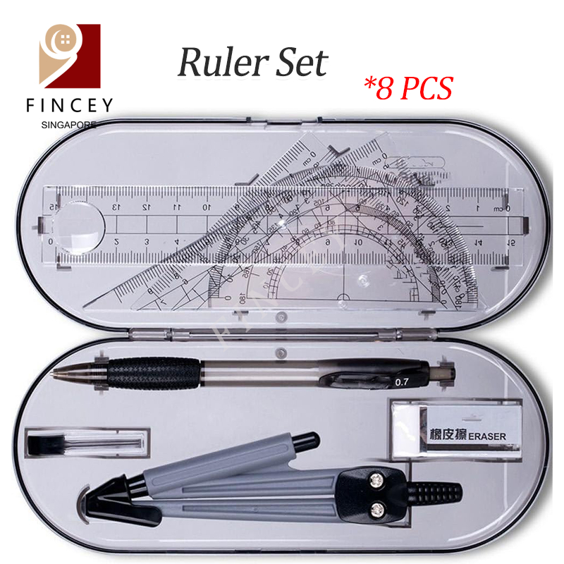 【SG】8 PCS Geometry Set Ruler Set Math Tool Mathematics Kit Student ...
