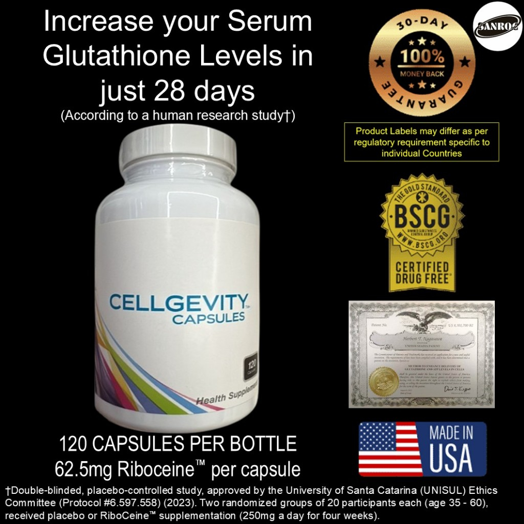 Max Glutathione Supplement Capsule w/Riboceine - Anti aging- Cellgevity  Starter Pack U.S.A