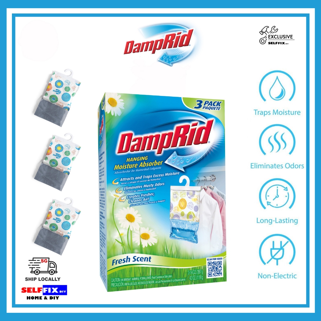 thumbnail image 2 of DampRid 15.4 Oz Hanging Bag Moisture Absorber - Fragrance Free 3-Pack 2 of 5