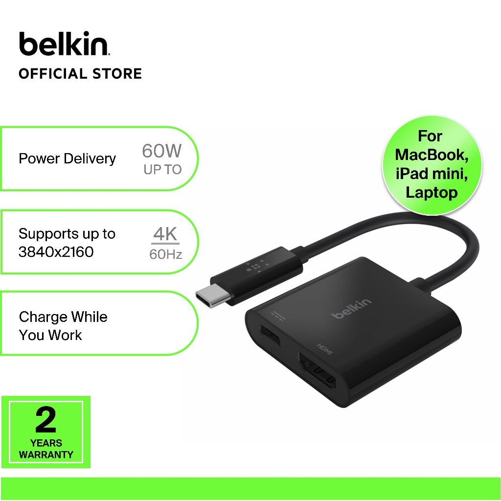 Belkin AVC002btBK USBC to HDMI + Charge Adapter Shopee Singapore