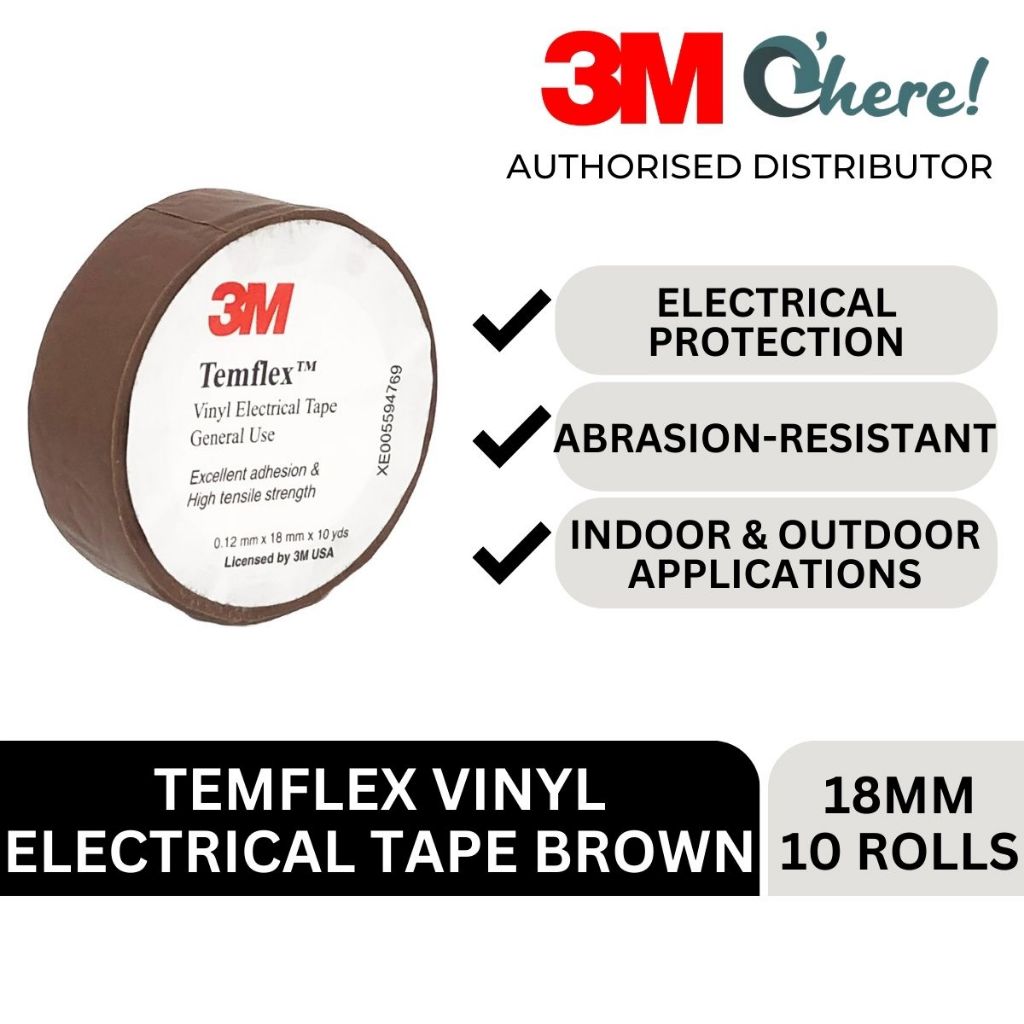 3M Temflex Vinyl Electrical Tape 18 mm X 10 Yd (10 Rolls) | Shopee ...