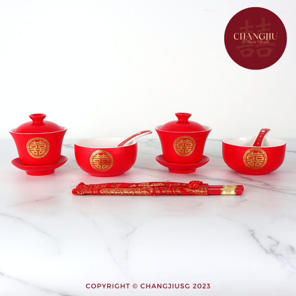 [SG 🇸🇬 Seller] Chinese Wedding Bowl Set with Teacups Set Shopee Singapore