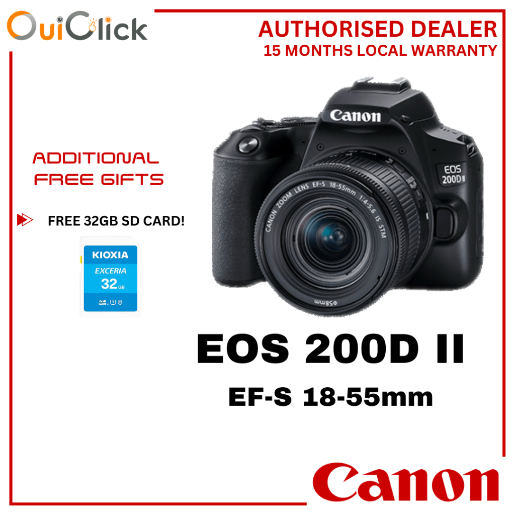 Canon EOS 200D II (200Dii Rebel SL3 250D) + EFS 1855mm f/45.6 IS STM