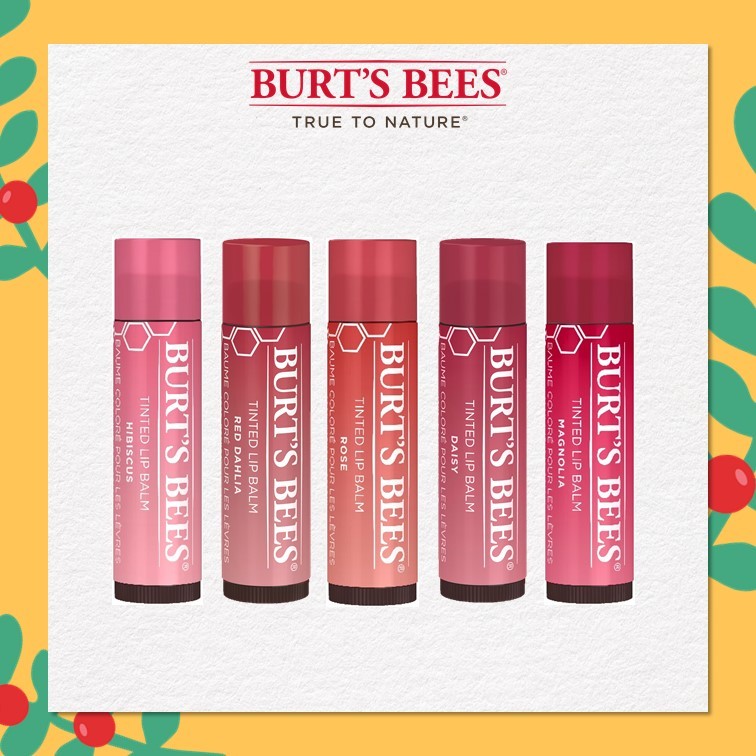 Burt's Bees Tinted Lip Balm Hisbicus/Rose/Red Dahlia/Magnolia/Daisy 16/