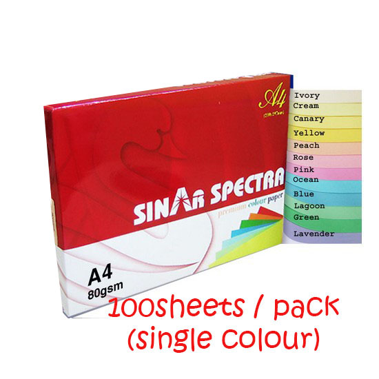 A4 80GSM COLOUR PAPER 100 Sheets Crafting / Colour copying papers